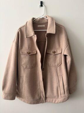 Tan Wool-Blend Utility Jacket